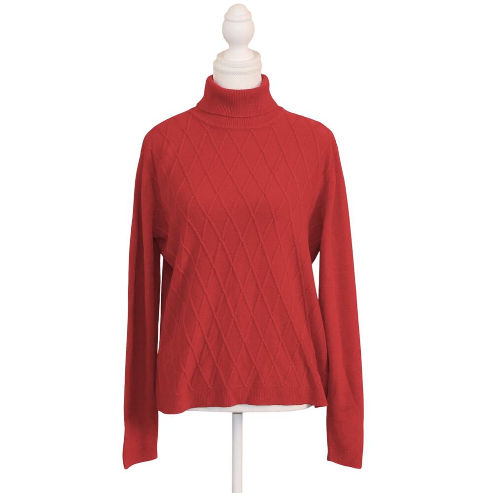 Jennifer Moore Women's Turtle Neck LS Med Weight Diamond Pattern Sweater sz M